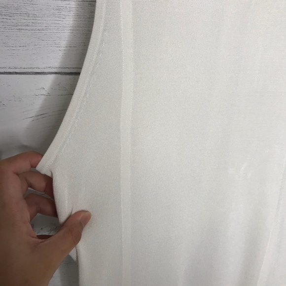 White Ribbed Knit Cut Out Sleeveless Flare Dress - Picture 5 of 5